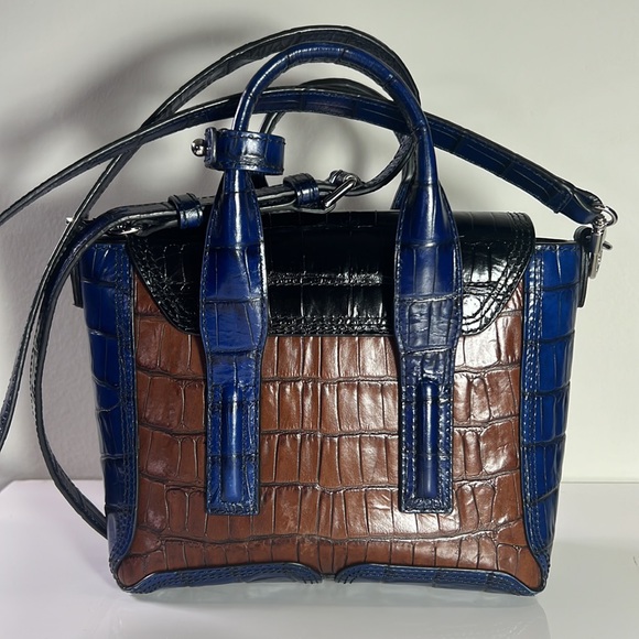3.1 Phillip Lim Navy, Brown & Black Embossed Leather Mini Pashli - Picture 4 of 8
